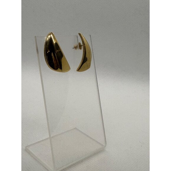 Trifari Gold-Tone Pierced Earrings Abstract Design & Push Back Closure For Women - Picture 2 of 7